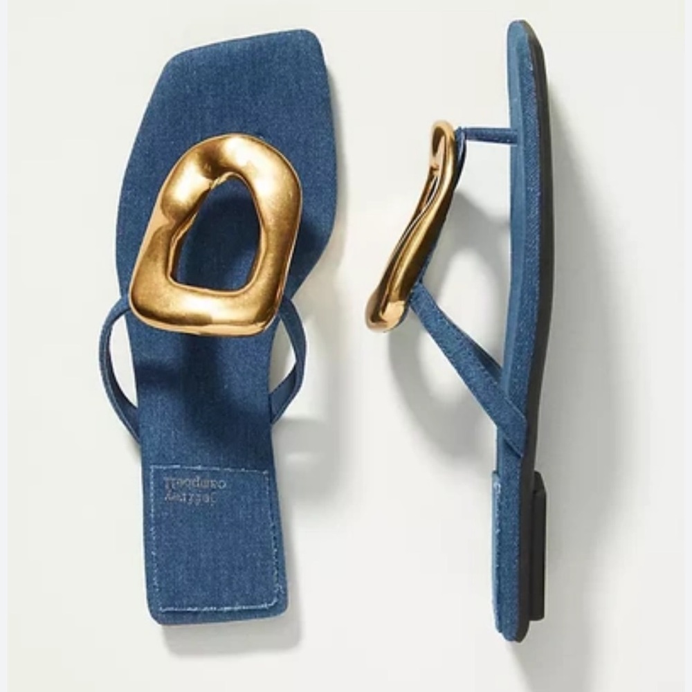 Jeffrey Campbell Blue and Gold Sandals
